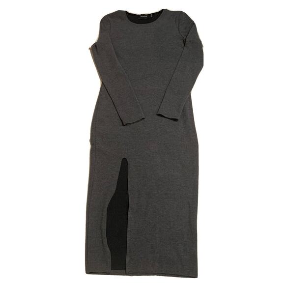 MINKPINK Dress Womens M Medium Grey Side Slit Cocktail Party Knit Maxi Dress - Picture 3 of 13